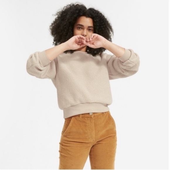 Everlane Teddy Renew Fleece Crewneck in Oatmeal Athleisure Neutral Travel Casual - Picture 1 of 3